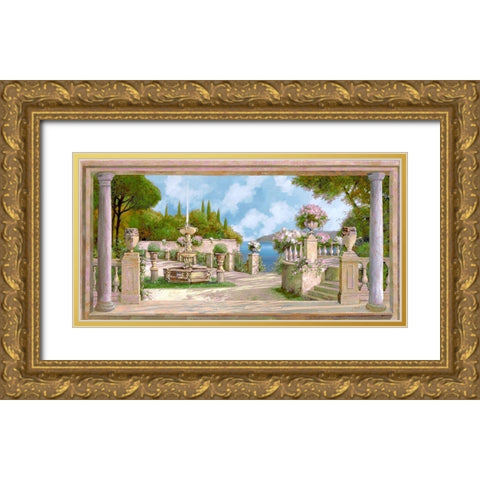 La Fontana eII Gold Ornate Wood Framed Art Print with Double Matting by Borelli, Guido