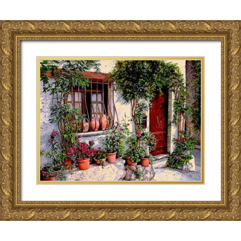 i Vasi Dietro La Grata Gold Ornate Wood Framed Art Print with Double Matting by Borelli, Guido