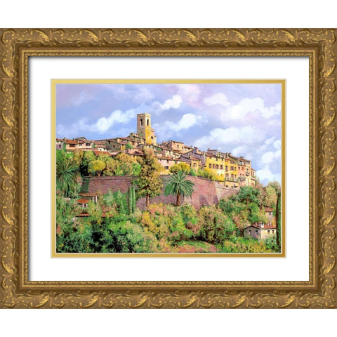 St. Paul de Vence Gold Ornate Wood Framed Art Print with Double Matting by Borelli, Guido