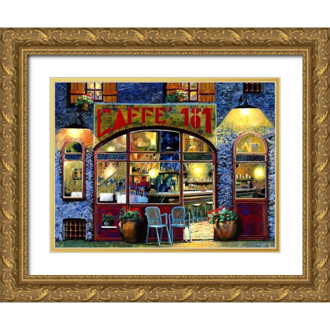 caffe 181 Gold Ornate Wood Framed Art Print with Double Matting by Borelli, Guido