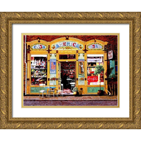 casa America Gold Ornate Wood Framed Art Print with Double Matting by Borelli, Guido