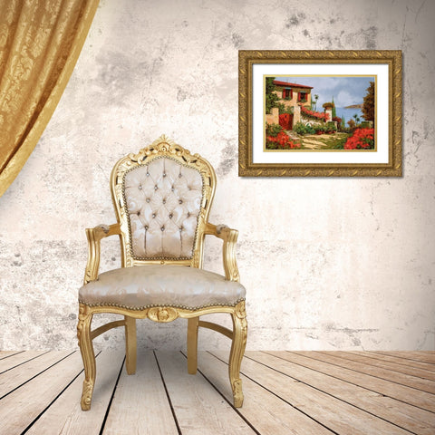 il giardino rosso Gold Ornate Wood Framed Art Print with Double Matting by Borelli, Guido