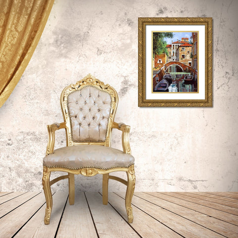riflessi di venezia Gold Ornate Wood Framed Art Print with Double Matting by Borelli, Guido