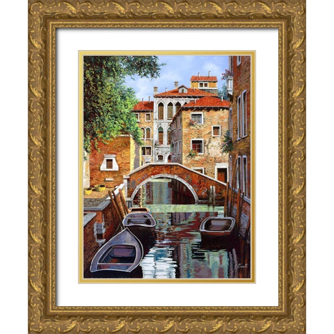 riflessi di venezia Gold Ornate Wood Framed Art Print with Double Matting by Borelli, Guido