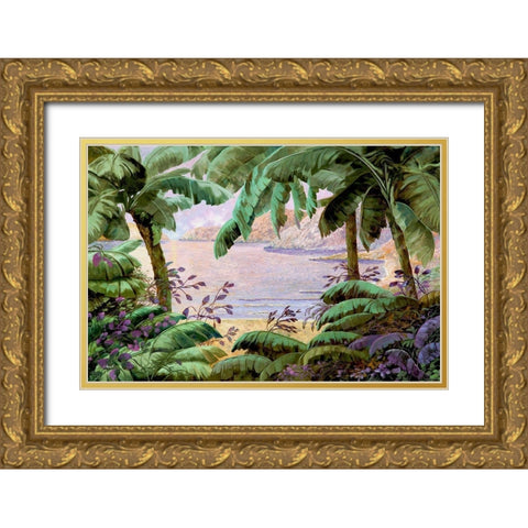 Jungla al Mare Gold Ornate Wood Framed Art Print with Double Matting by Borelli, Guido