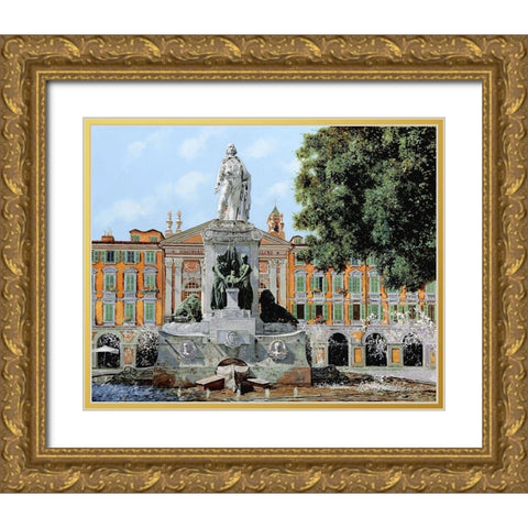 Place Garibaldi in Nice Gold Ornate Wood Framed Art Print with Double Matting by Borelli, Guido