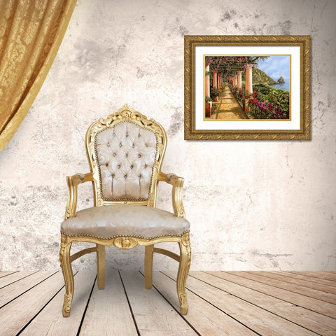 Tante Colonne sul golfo Gold Ornate Wood Framed Art Print with Double Matting by Borelli, Guido