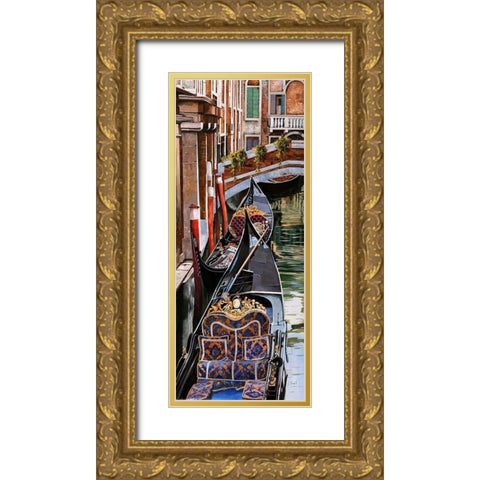 Gondola Colorata Gold Ornate Wood Framed Art Print with Double Matting by Borelli, Guido
