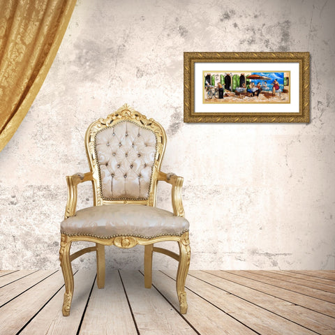 Monday Morning at Cafe da Vinci Gold Ornate Wood Framed Art Print with Double Matting by West, Ronald