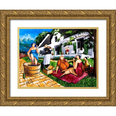 The Picnic Gold Ornate Wood Framed Art Print with Double Matting by West, Ronald