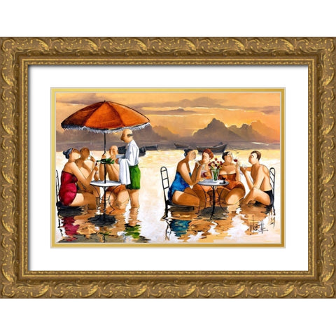 Water Restaurant Gold Ornate Wood Framed Art Print with Double Matting by West, Ronald