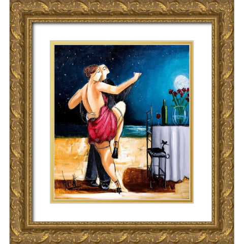 Moonlight Ballroom - V Gold Ornate Wood Framed Art Print with Double Matting by West, Ronald