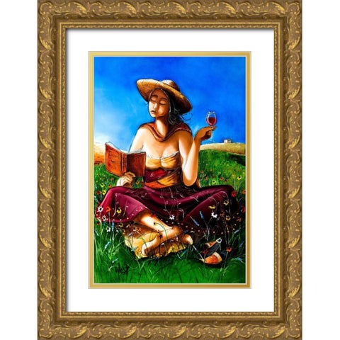 Lady of the Flowers Gold Ornate Wood Framed Art Print with Double Matting by West, Ronald