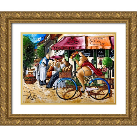 Cafe del Mar Gold Ornate Wood Framed Art Print with Double Matting by West, Ronald