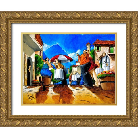 Couple Dancing Gold Ornate Wood Framed Art Print with Double Matting by West, Ronald