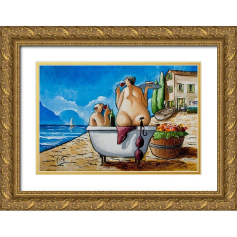 Tuscan Bath I Gold Ornate Wood Framed Art Print with Double Matting by West, Ronald
