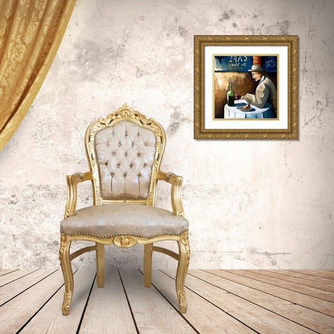 Dinner for One Gold Ornate Wood Framed Art Print with Double Matting by West, Ronald