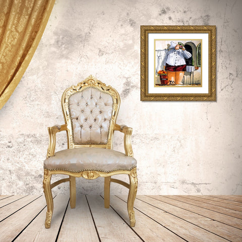 The Chef Gold Ornate Wood Framed Art Print with Double Matting by West, Ronald