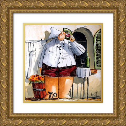 The Chef Gold Ornate Wood Framed Art Print with Double Matting by West, Ronald