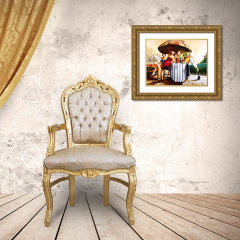 Cafe Cheri Gold Ornate Wood Framed Art Print with Double Matting by West, Ronald