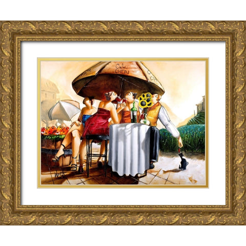 Cafe Cheri Gold Ornate Wood Framed Art Print with Double Matting by West, Ronald