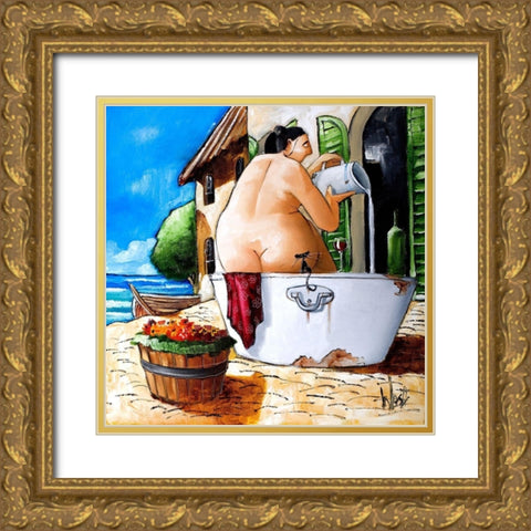 Tuscan Bath II Gold Ornate Wood Framed Art Print with Double Matting by West, Ronald