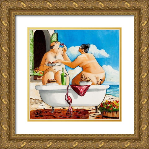 Tuscan Bath III Gold Ornate Wood Framed Art Print with Double Matting by West, Ronald