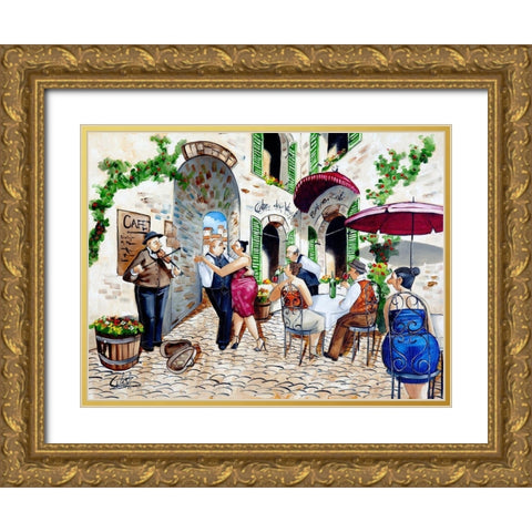 Corner Cafe at Cafe da Vinci I Gold Ornate Wood Framed Art Print with Double Matting by West, Ronald