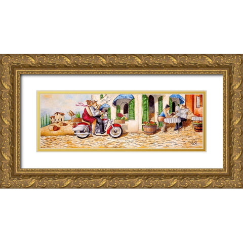 Day Off Gold Ornate Wood Framed Art Print with Double Matting by West, Ronald