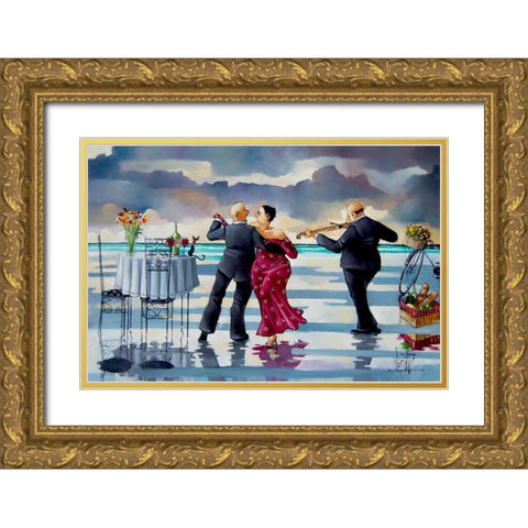 Date Night II Gold Ornate Wood Framed Art Print with Double Matting by West, Ronald