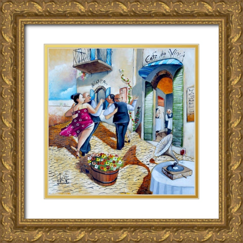 Polka at Cafe da Vinci Gold Ornate Wood Framed Art Print with Double Matting by West, Ronald