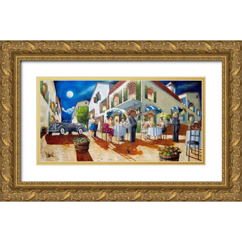 Dinner at Cafe da Vinci II Gold Ornate Wood Framed Art Print with Double Matting by West, Ronald