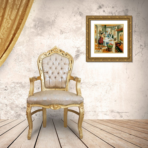 Private Lunch for Two Gold Ornate Wood Framed Art Print with Double Matting by West, Ronald