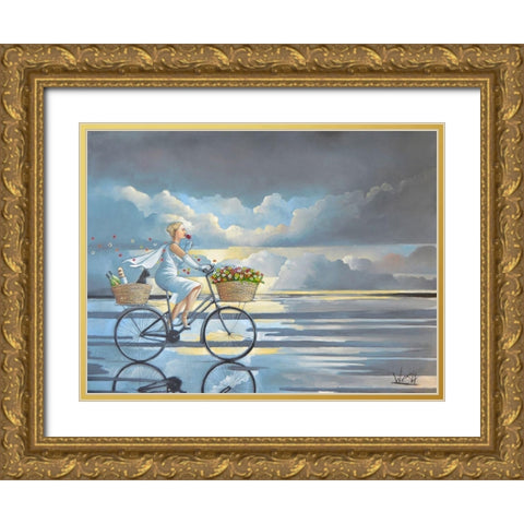 The Girl in the White Dress Gold Ornate Wood Framed Art Print with Double Matting by West, Ronald