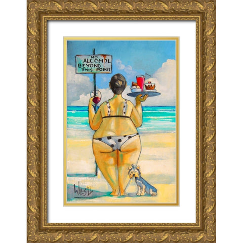 No Alcohol Beyond This Point II Gold Ornate Wood Framed Art Print with Double Matting by West, Ronald