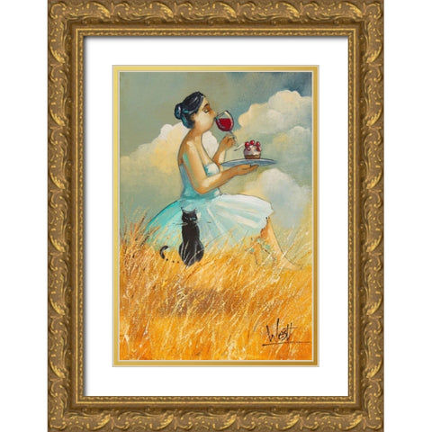 Watching Clouds Gold Ornate Wood Framed Art Print with Double Matting by West, Ronald