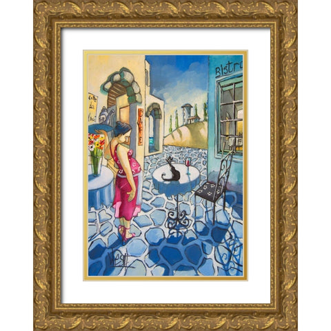 Aaaaah Gold Ornate Wood Framed Art Print with Double Matting by West, Ronald