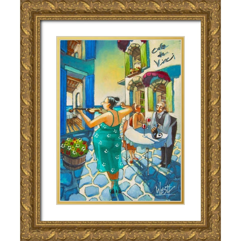 The Violinist III Gold Ornate Wood Framed Art Print with Double Matting by West, Ronald