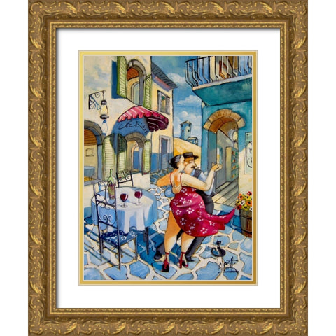 Lunch Date Gold Ornate Wood Framed Art Print with Double Matting by West, Ronald