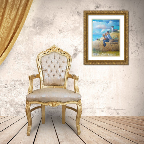On Our Way Gold Ornate Wood Framed Art Print with Double Matting by West, Ronald