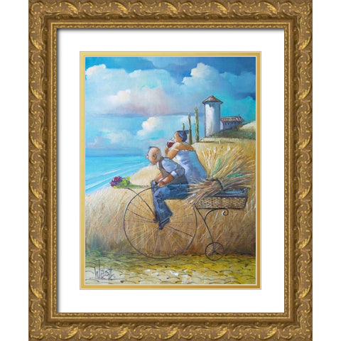 On Our Way Gold Ornate Wood Framed Art Print with Double Matting by West, Ronald