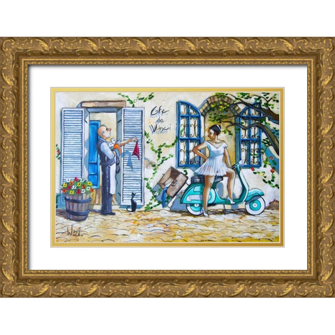 Runaway Bride Gold Ornate Wood Framed Art Print with Double Matting by West, Ronald