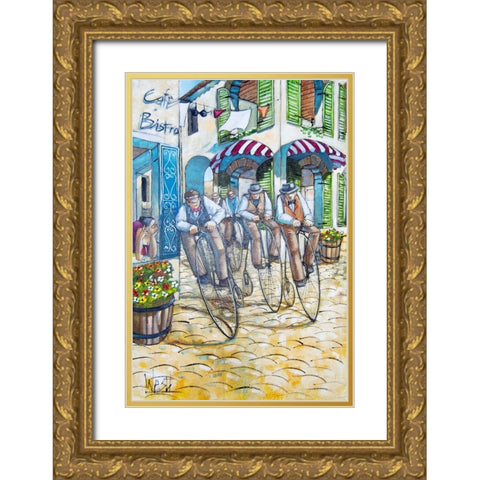 Bikers Gold Ornate Wood Framed Art Print with Double Matting by West, Ronald