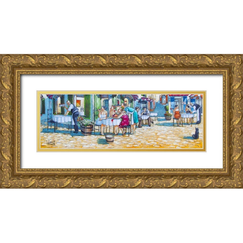 Cafe Fotia (The New Waiter II) Gold Ornate Wood Framed Art Print with Double Matting by West, Ronald