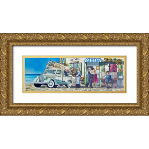 Cafe Piatto Gold Ornate Wood Framed Art Print with Double Matting by West, Ronald