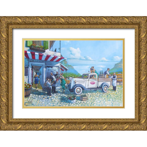 Boland Delivery II Gold Ornate Wood Framed Art Print with Double Matting by West, Ronald