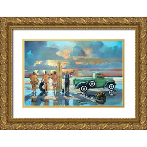 Sundowner Gold Ornate Wood Framed Art Print with Double Matting by West, Ronald