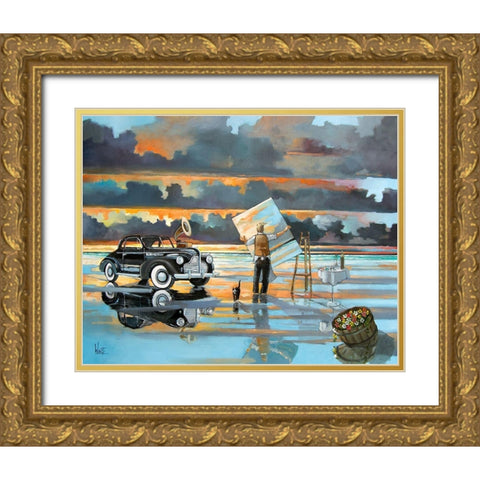 Painting Up a Storm Gold Ornate Wood Framed Art Print with Double Matting by West, Ronald