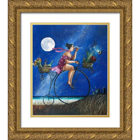 Running Late Gold Ornate Wood Framed Art Print with Double Matting by West, Ronald