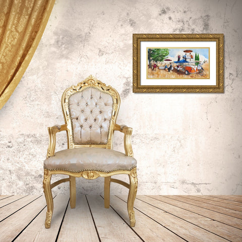 A Traveling Restaurant Gold Ornate Wood Framed Art Print with Double Matting by West, Ronald